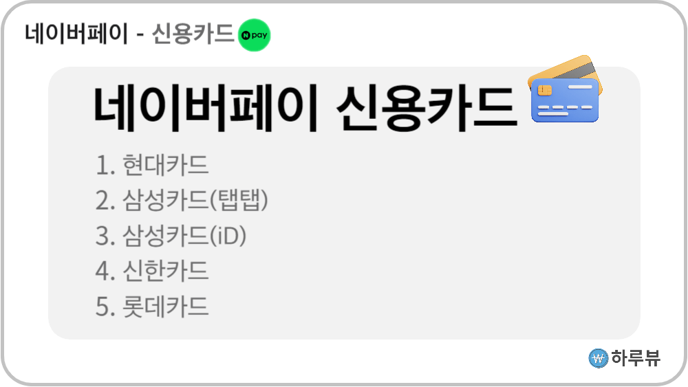 네이버페이신용카드종류