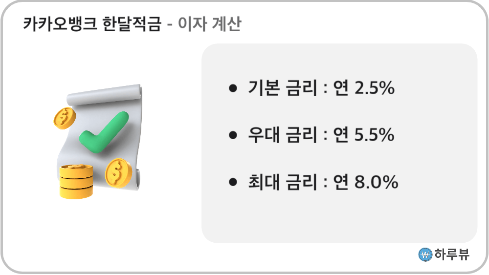 카카오뱅크한달적금이자계산만기수령액