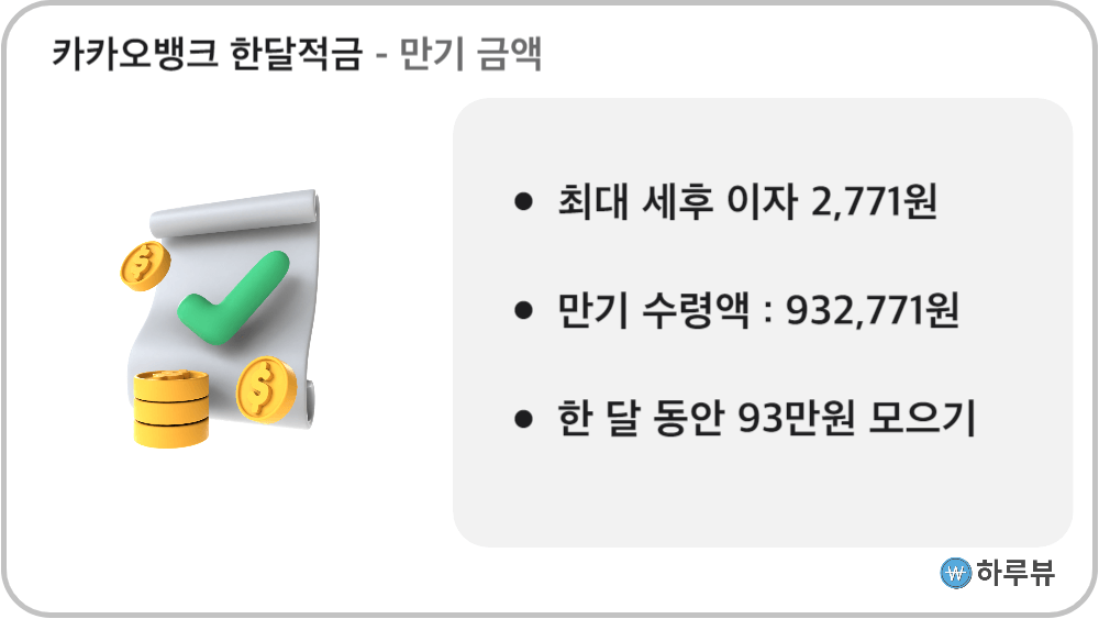 카카오뱅크한달적금만기금액수령액