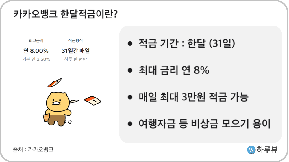 카카오뱅크한달적금금리이자